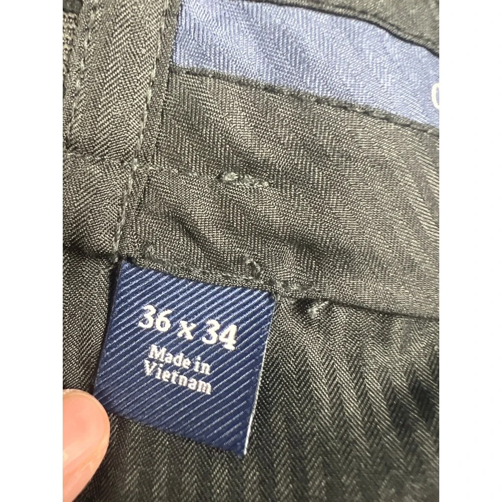 Croft & Barrow Dress Pants Mens 36x34 Charcoal Grey Flat Front Classic Trousers